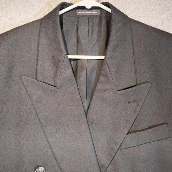 Cricketeer Men's Black Wool Double Breasted Sport Coat Silver Button 42 Tall - Picture 2 of 12